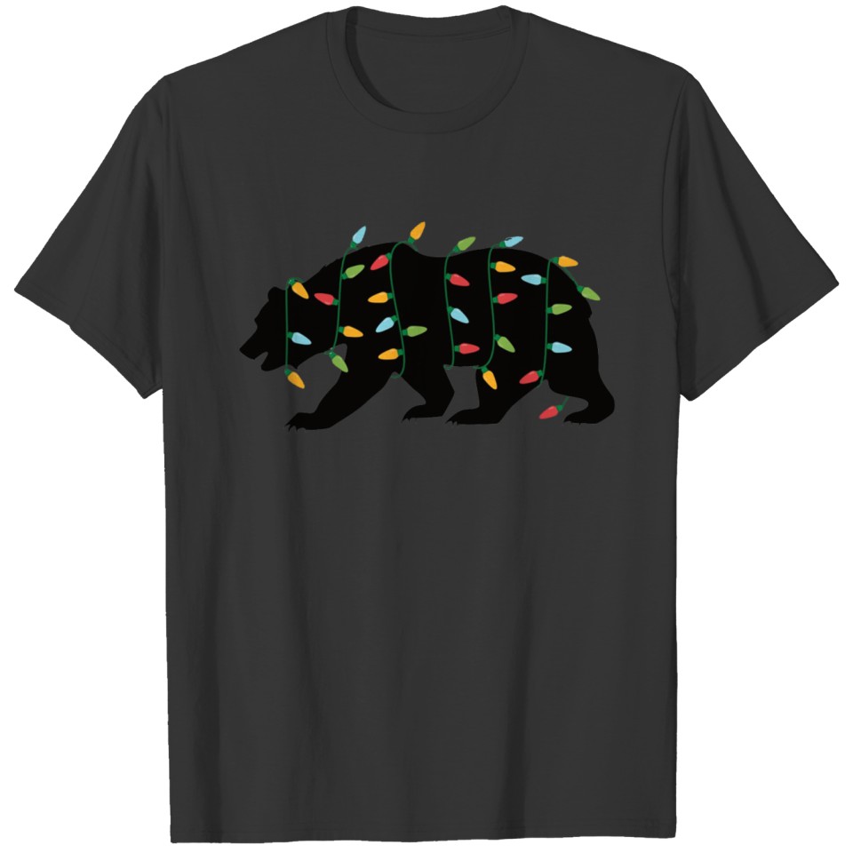 Christmas Lights Bear - Zoo Animal Lover Xmas T Shirts