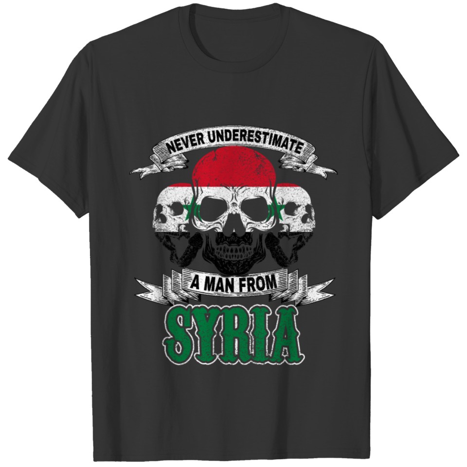 Skull Syria Syrian flag gift of freedom T-shirt