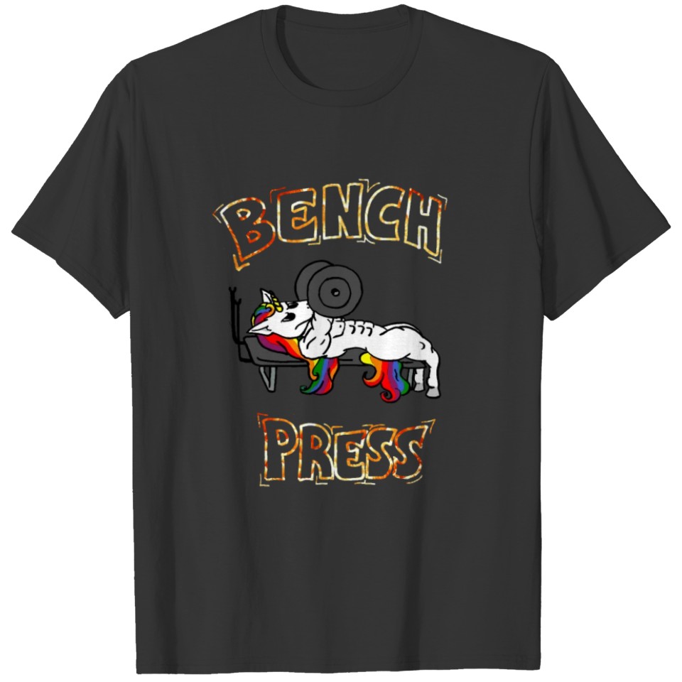 Selfdrawed Bench Press Unicorn Muscle T-Shirt Gym T-shirt
