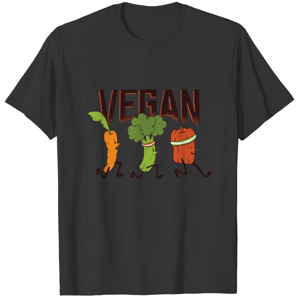 Vegan Run Vegetable Carrot Parpika Broccoli Gift T-shirt