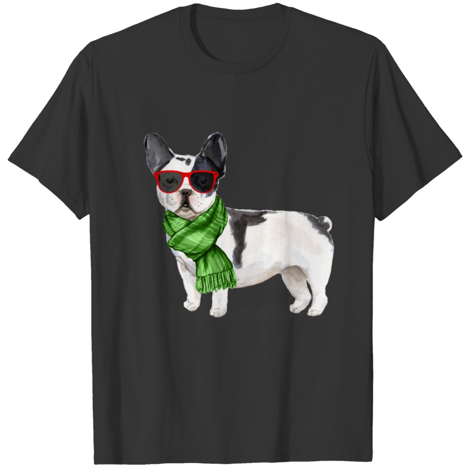 French Bulldog Cool Christmas Dog Red Sunglasses T-shirt