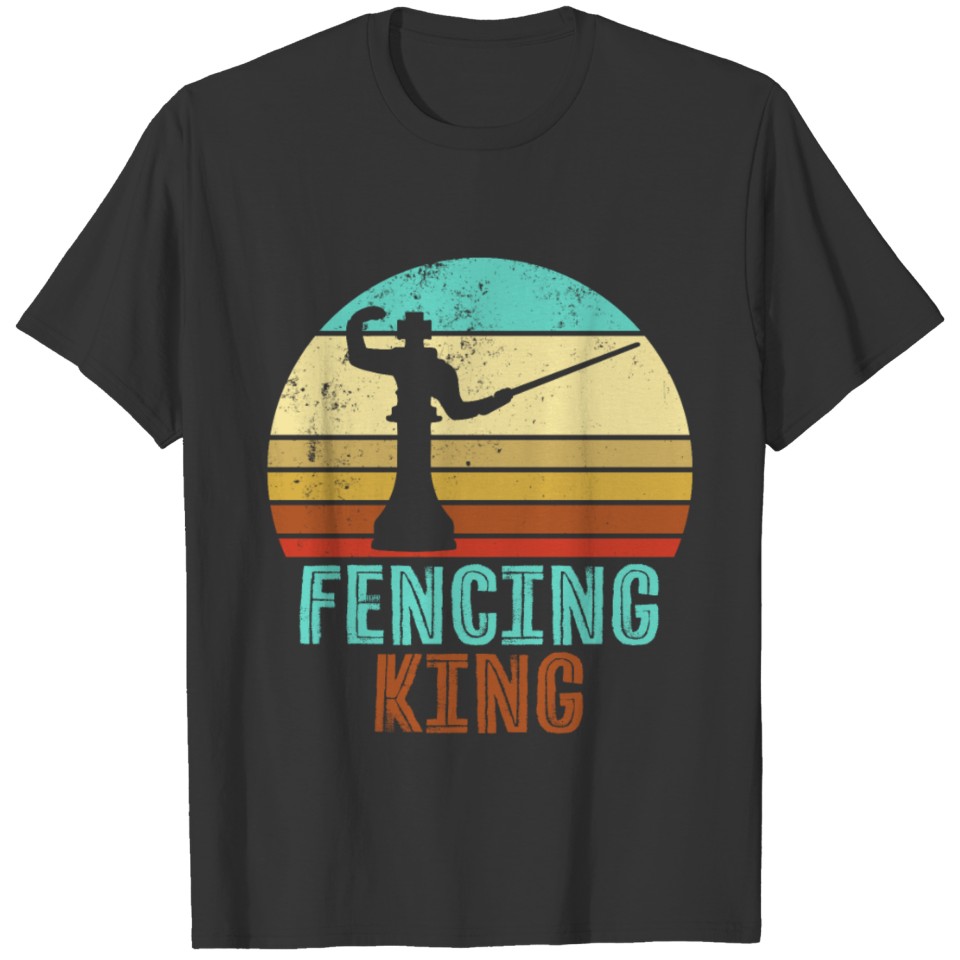 Fencing Chess Vintage sunset Swords Foil Gift T-shirt