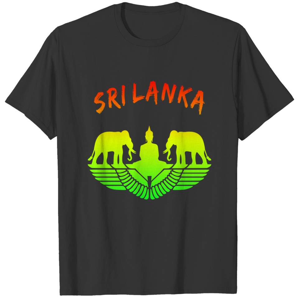 Sri Lanka Elephants with Buddha Colourful Gift T Shirts