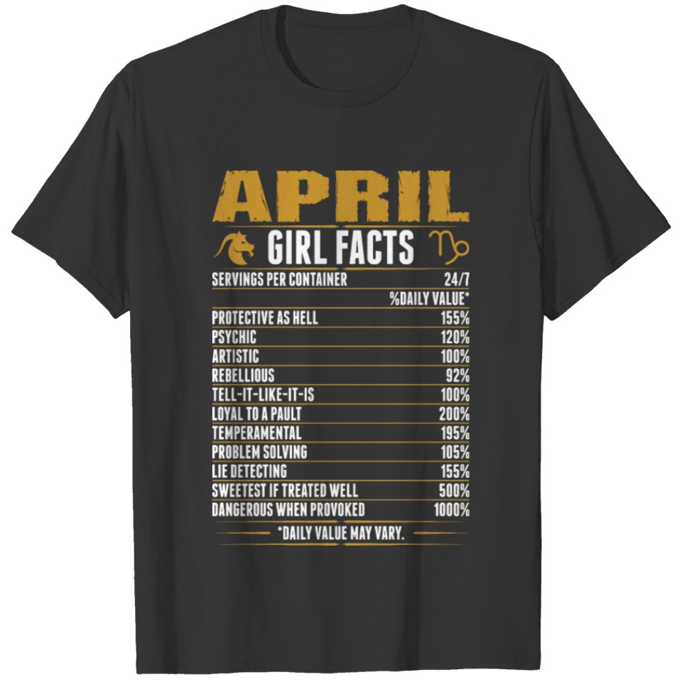 April Capricorn Girl Facts Tshirt T-shirt