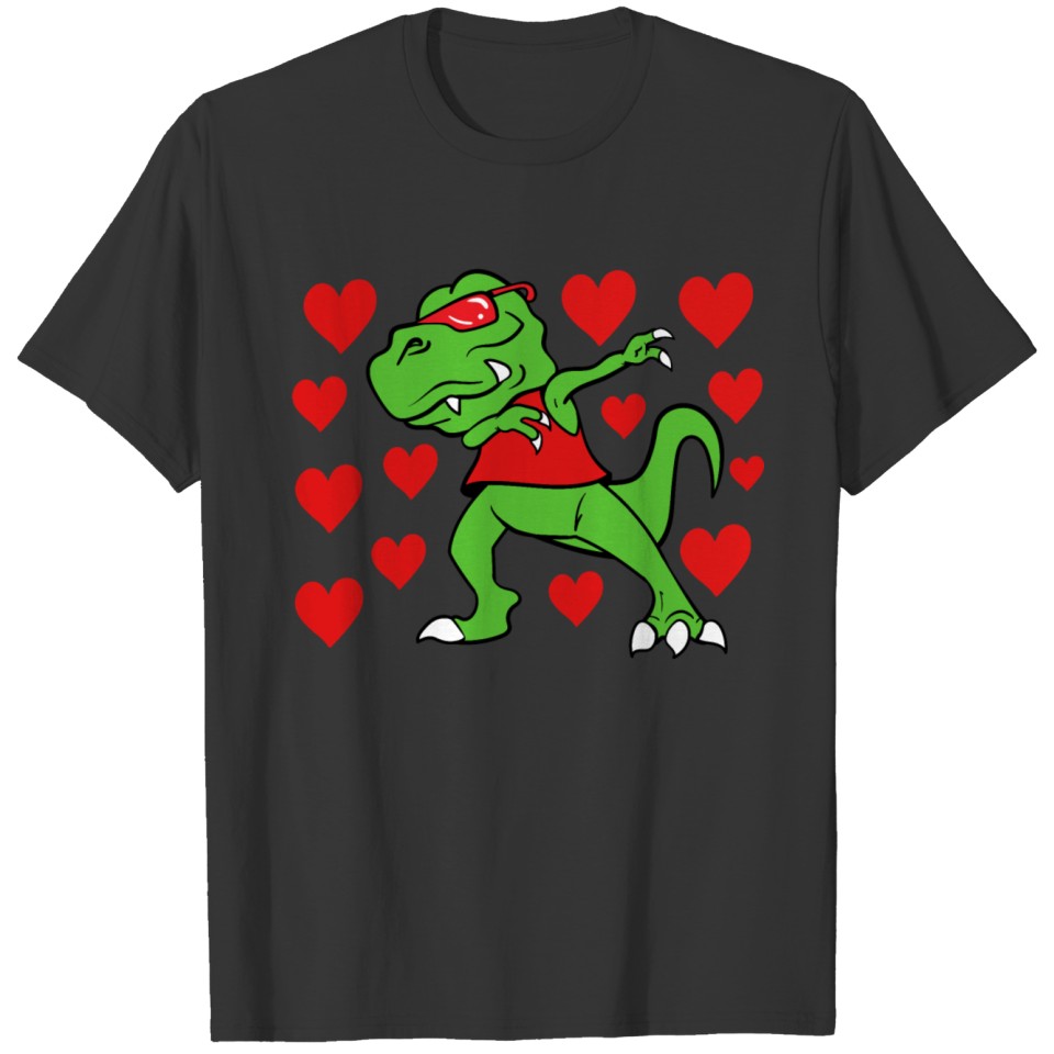 Valentine's Day Dabbing Dab T-Rex Dinosaur T-shirt
