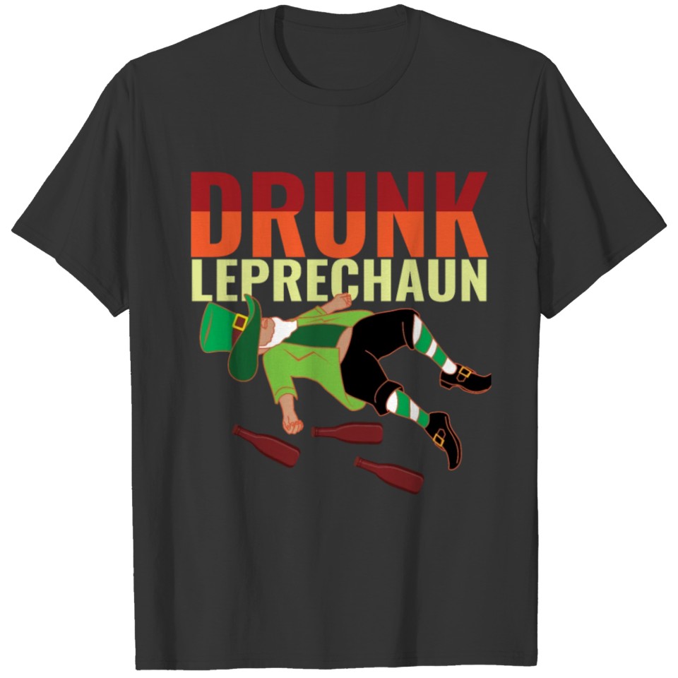 Drunk Leprechaun St Patricks Day Irish Clover T-shirt