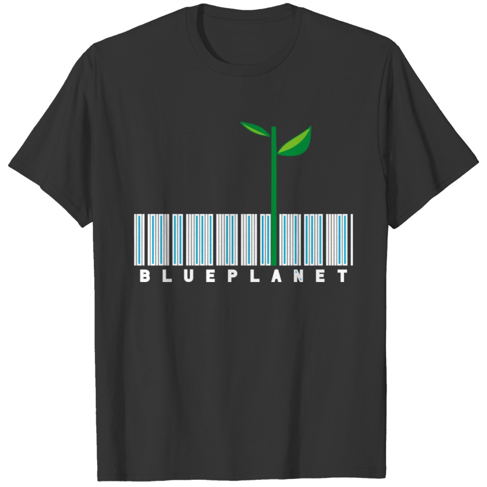 Blue planet bar code white T Shirts