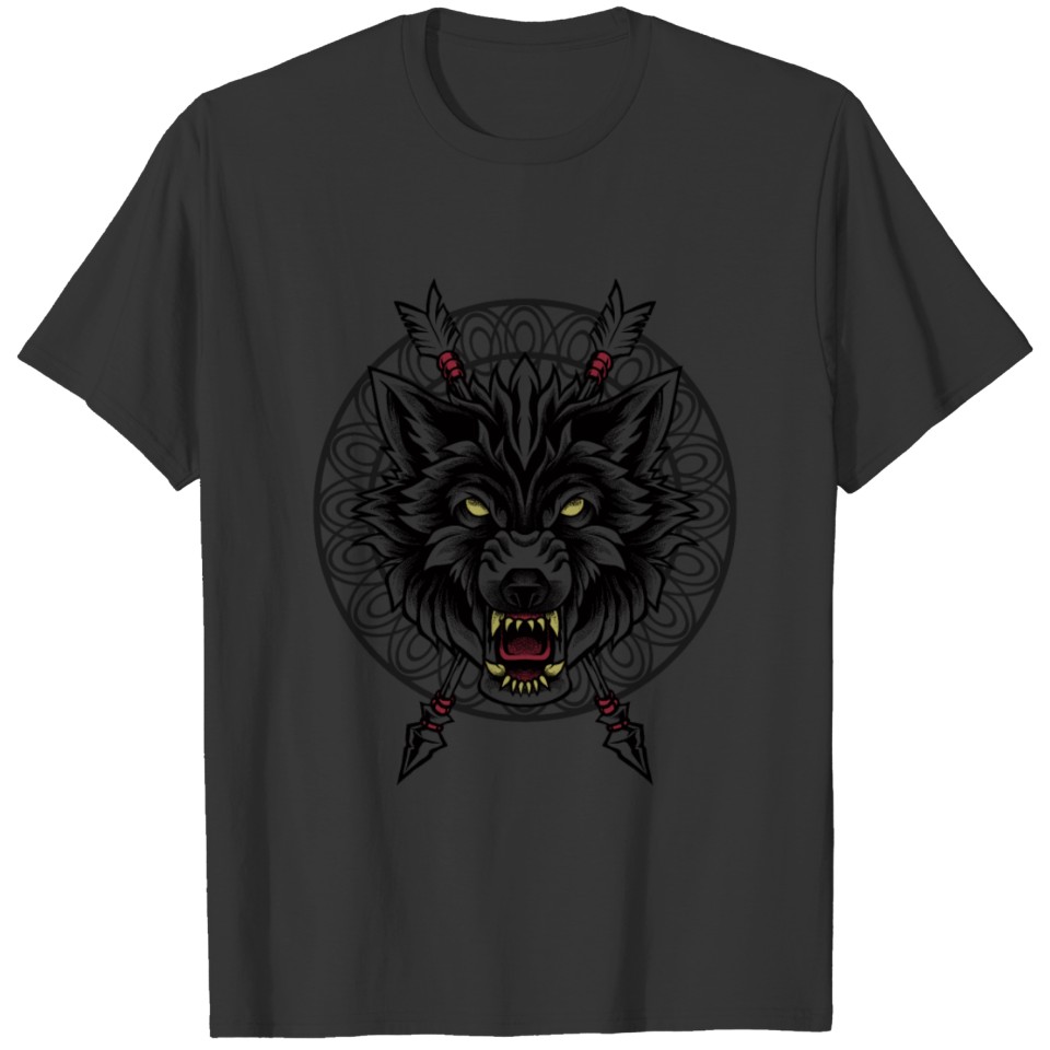 Black Wolf T Shirts Arrows Angry Wolves Canine Dog