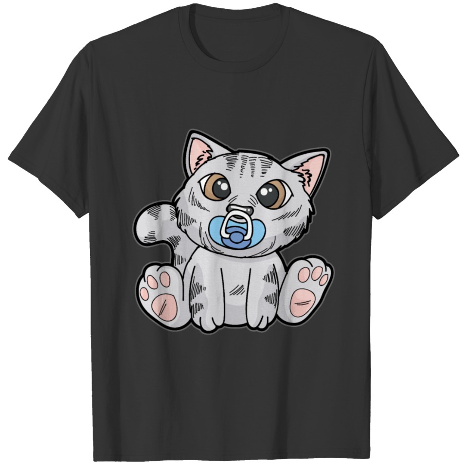 Baby KITTEN BINKIE Pacifier Cat Kitty Cats Comic T Shirts