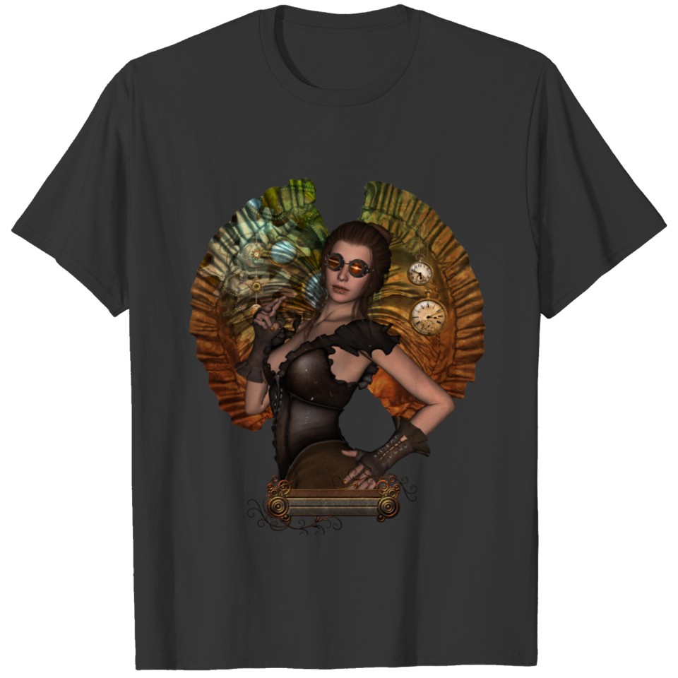 Awesome steampunk women with clocks and gears T-shirt