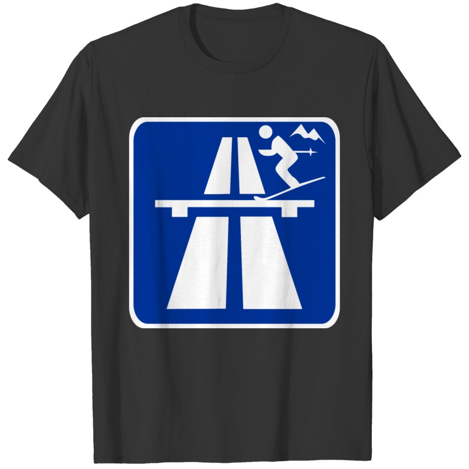 Ski Autobahn Design funny Skiing Snowboarding T-shirt