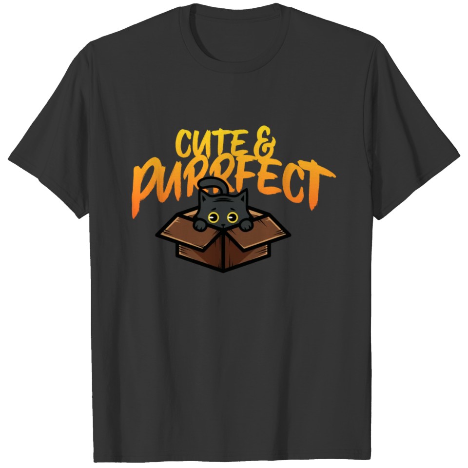 Cat Purrfectly In The Brown Box Funny Gift T-shirt
