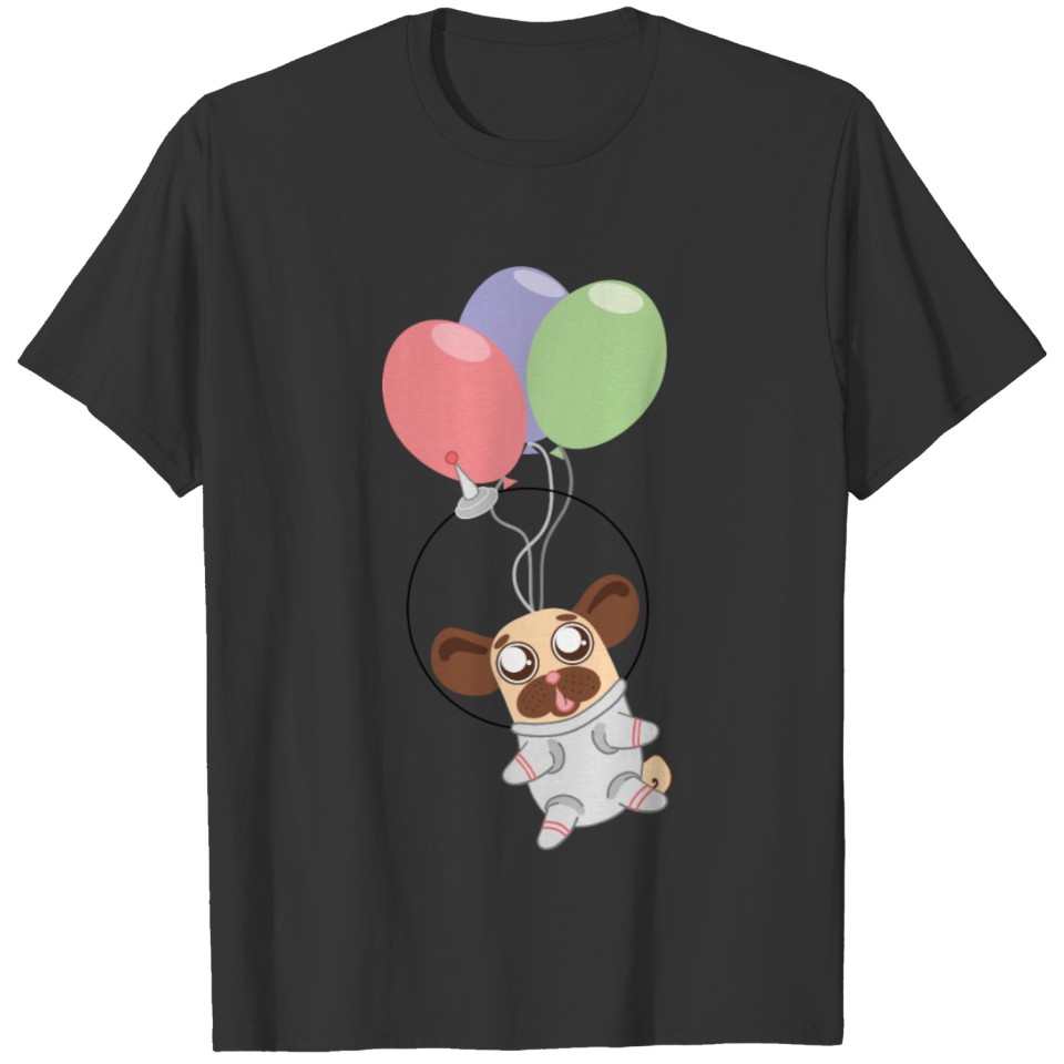 Astronaut Pug Dog T Shirts