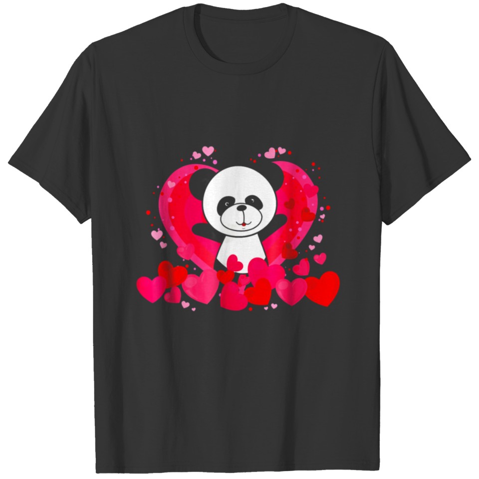 Cute Panda Valentines Day Tshirt for Women and Gir T-shirt