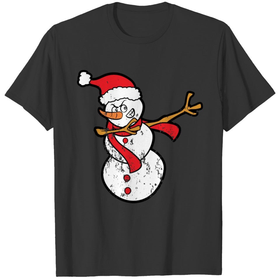 Retro Vintage Grunge Style Snowman Winter Snow T-shirt