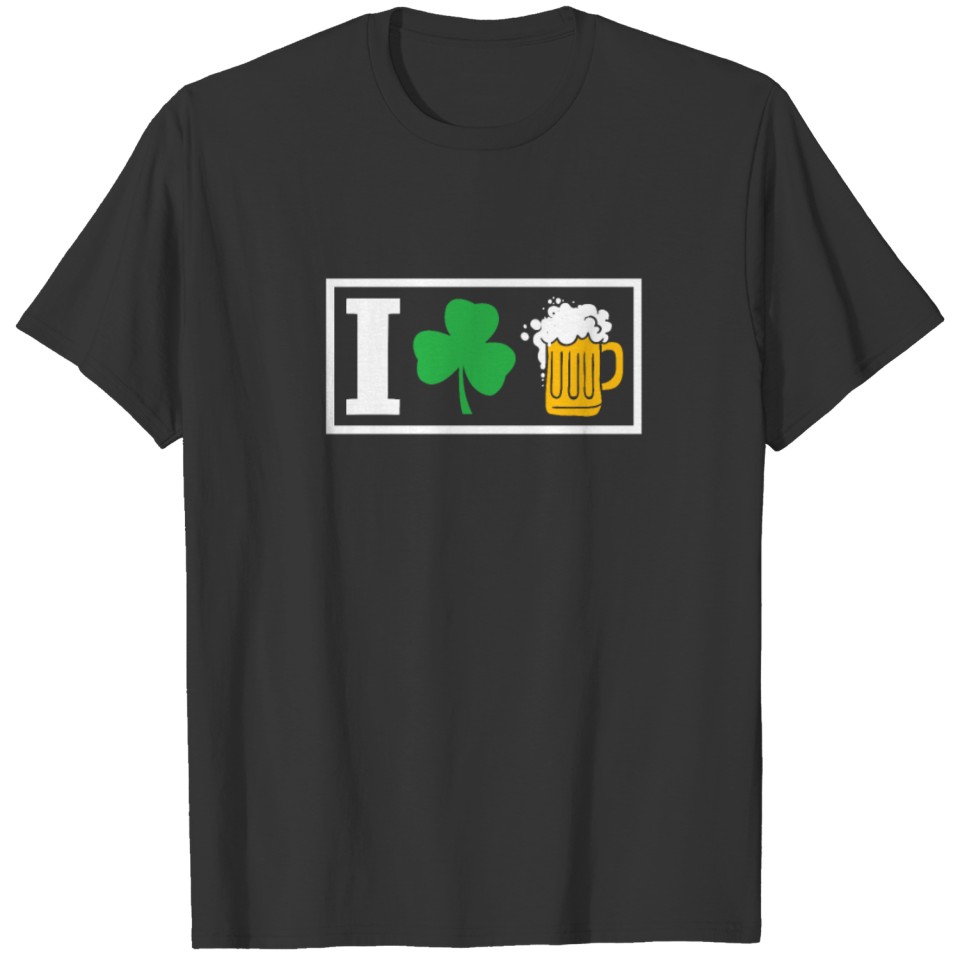 Shamrock, St. Patricks Day, Love Beer Saying T-shirt