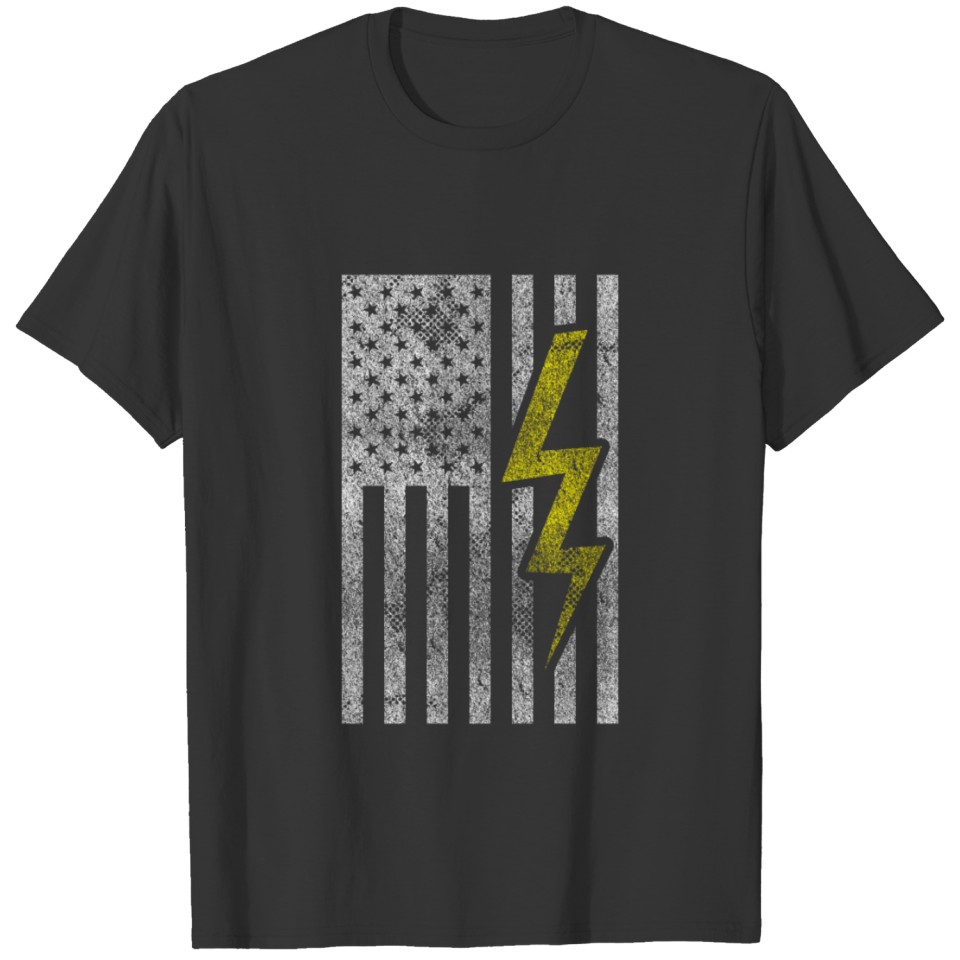 Electrician FLAG USA Lightning Volt Gift T-shirt