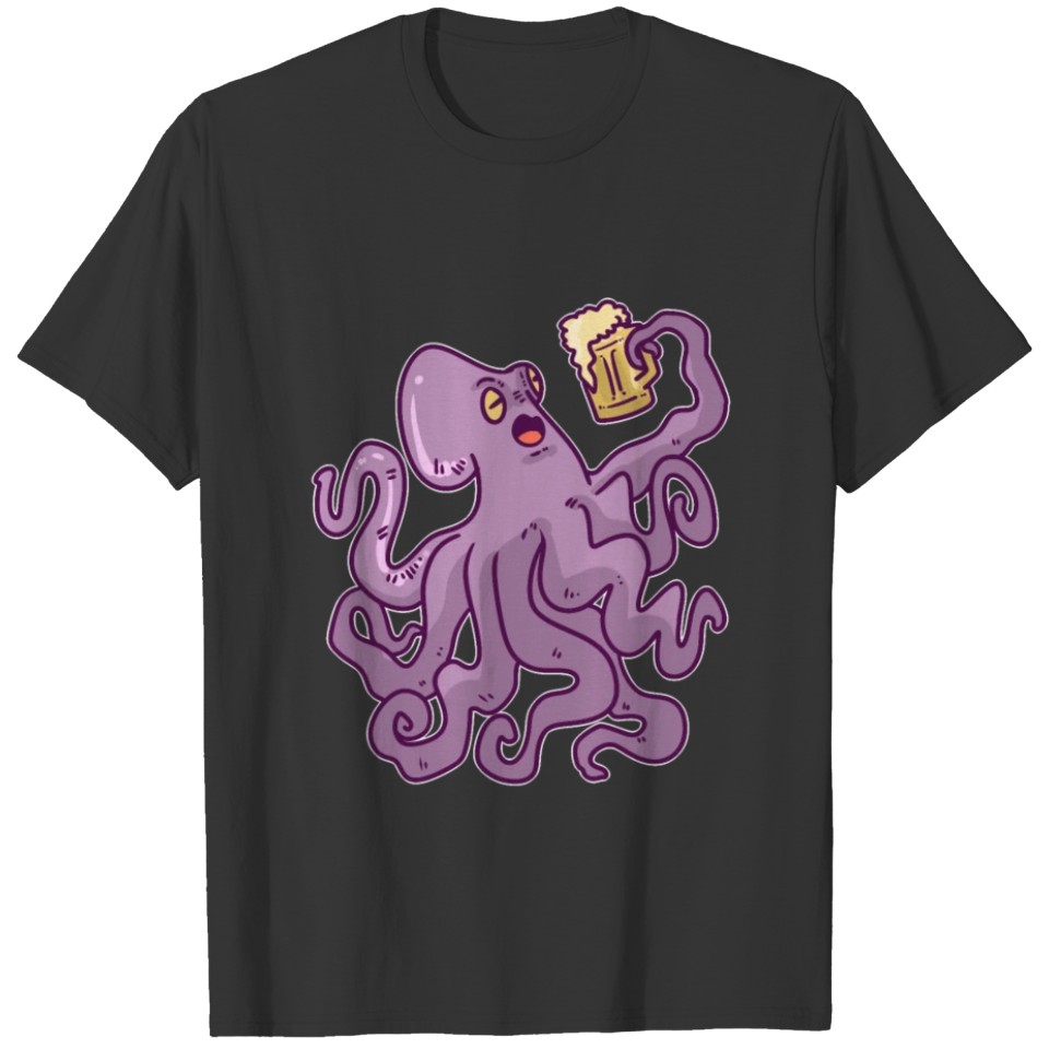 Octupus with Beer T-shirt