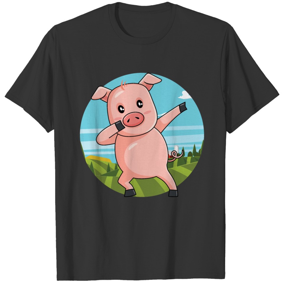 Dabbing Pig | Dancing Farm Animal Pink Piglet T Shirts