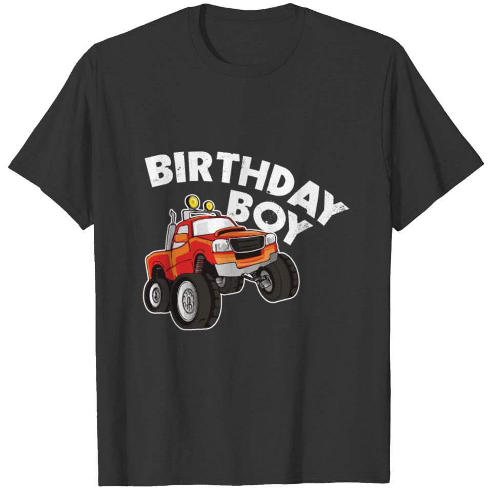 Birthday Boy Vintage Fire Monster Truck Bday T Shirts