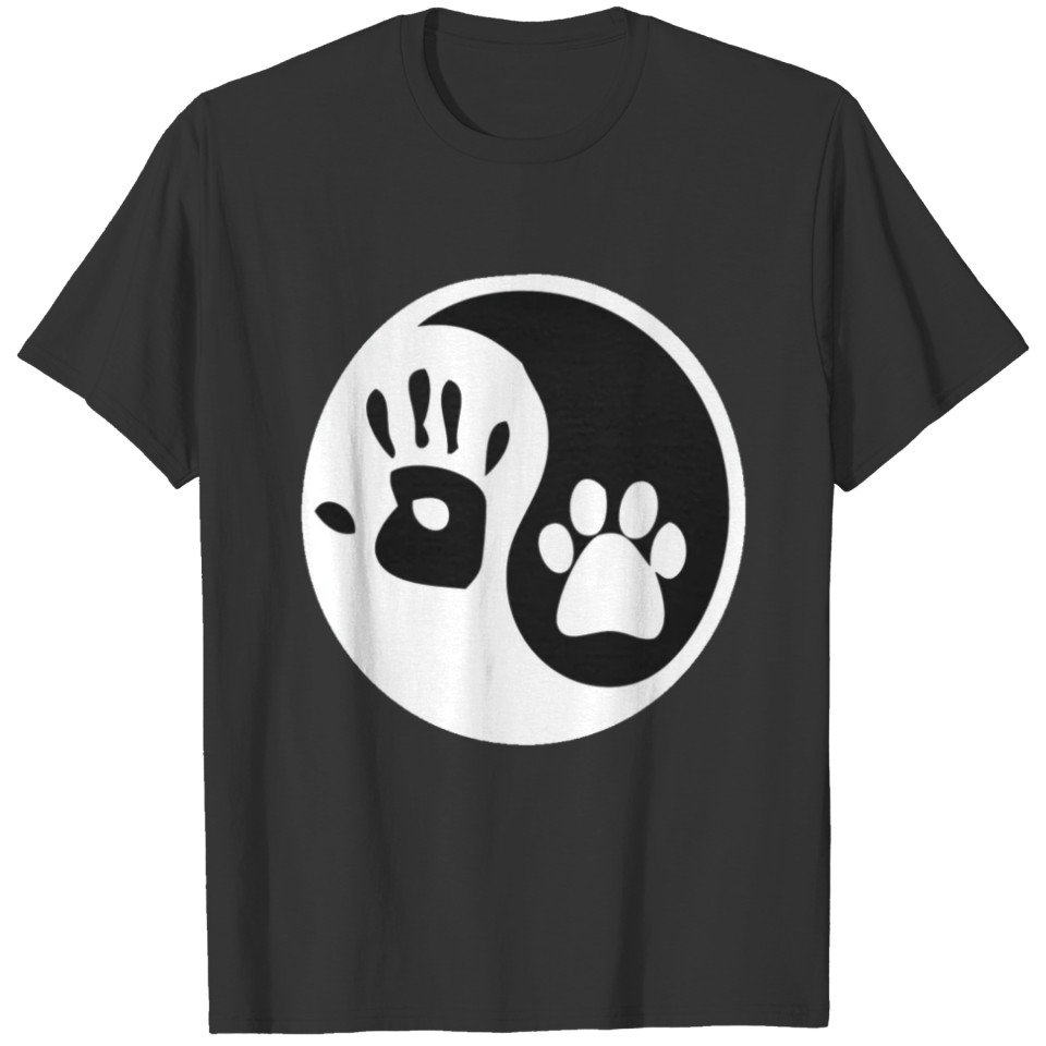 ying yang human hand dog T-shirt