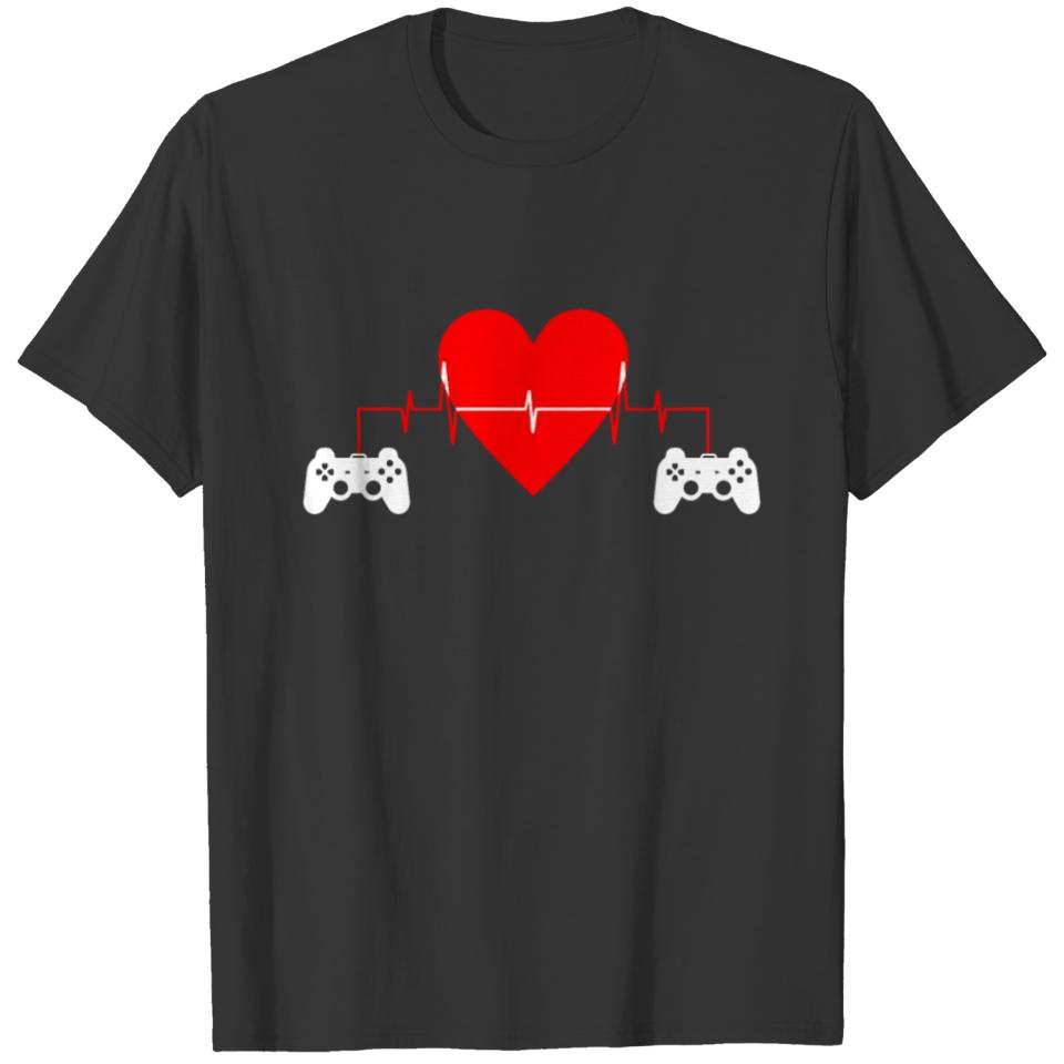 Gamer Heart Beat gaming controller video games T-shirt