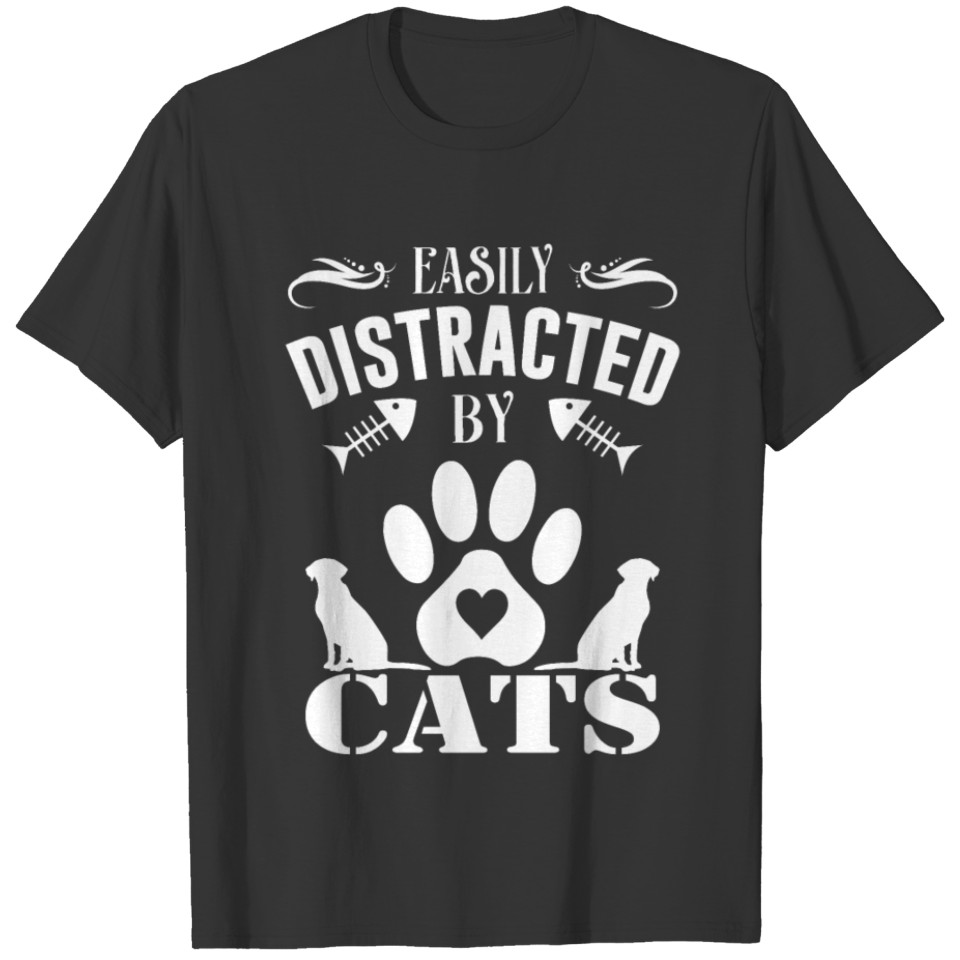 Slightly distracted by cats T-shirt