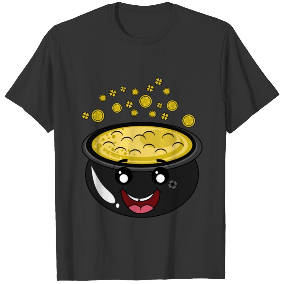 Black Cooking Pot Cartoon T Shirts