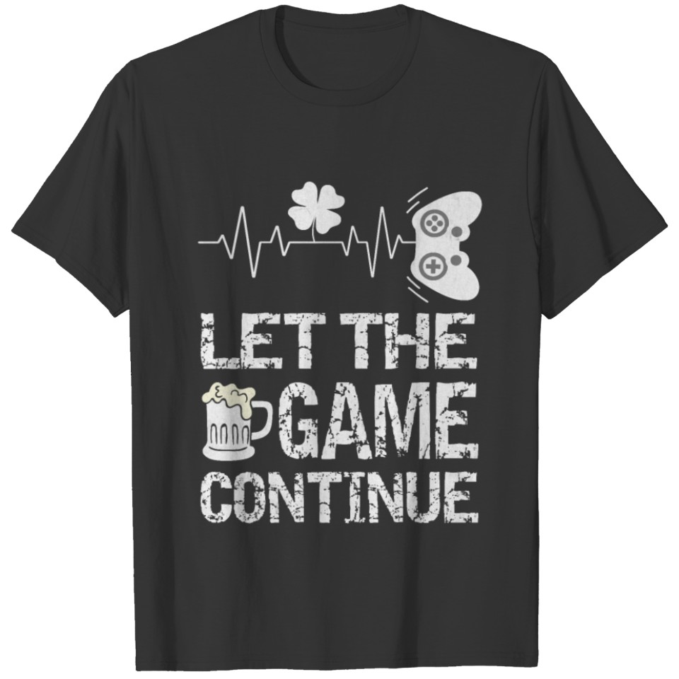 Video Game Heart line Shamrock St. Patrick's Day T T-shirt
