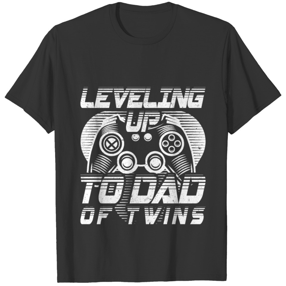 Leveling Up To Dad Of Twins T-Shirt Twins Dad Tee T-shirt