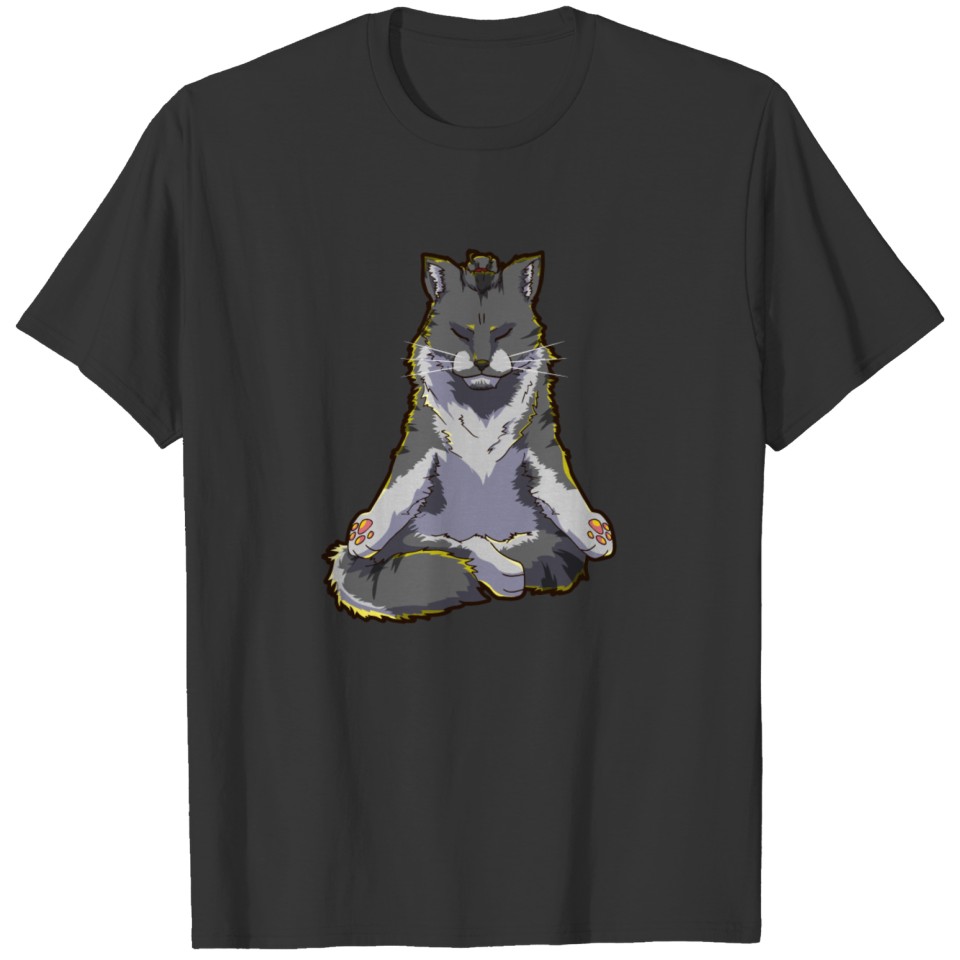 maine coon cat master meditation sensei gift T-shirt