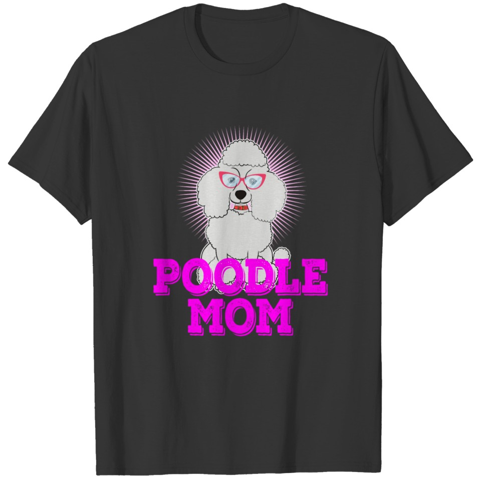 White Poodle with Eyeglasses Dog Breed Poodle T Shirts