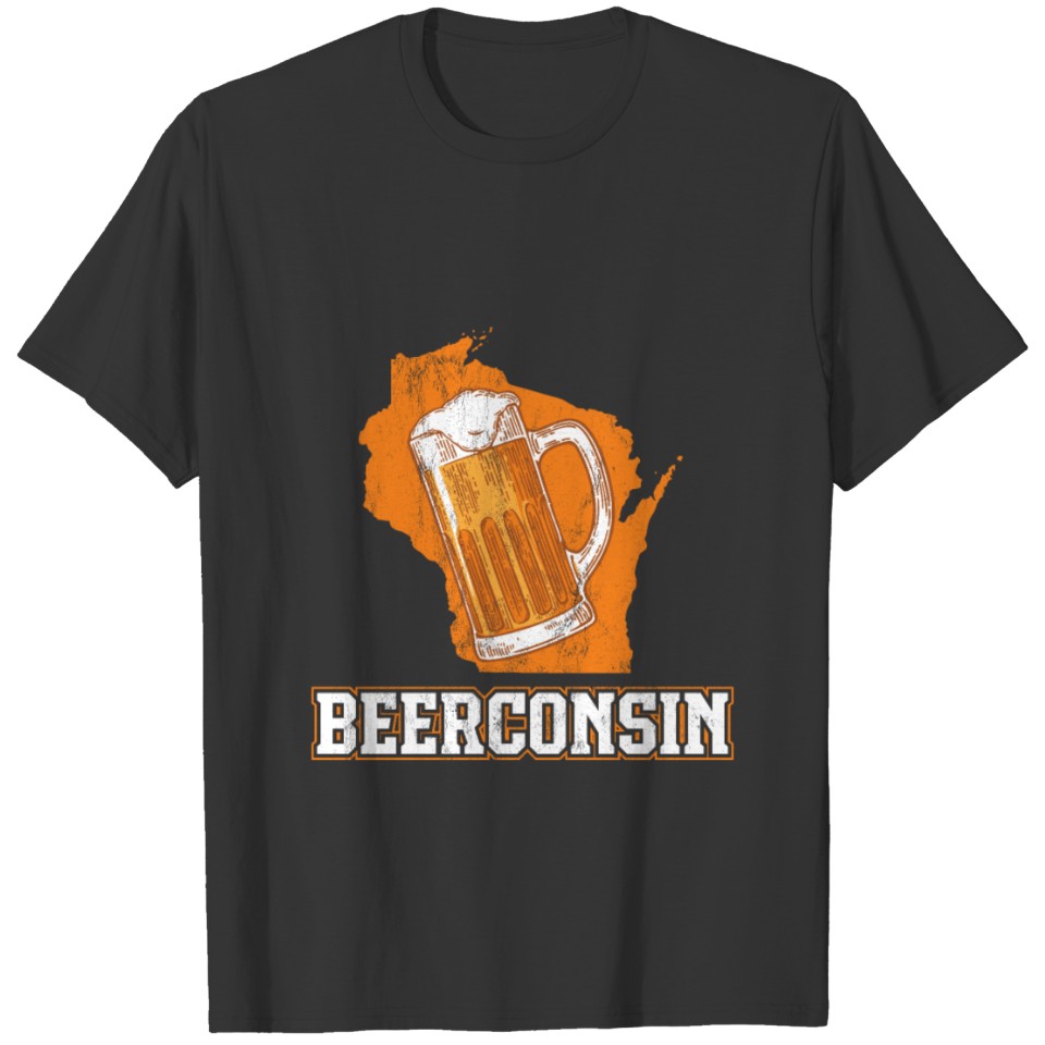 Beerconsin With Wisconsin Beer Map Pint Glass T-shirt