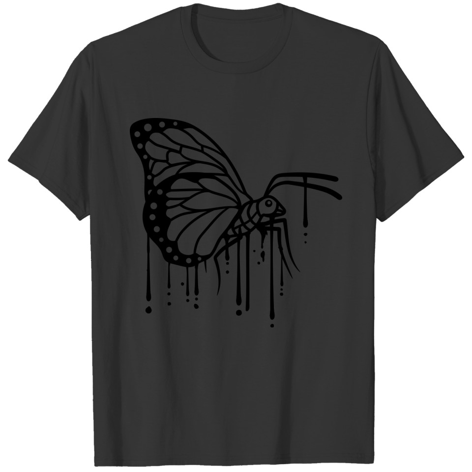 drop graffiti butterfly silhouette insect wing bea T-shirt