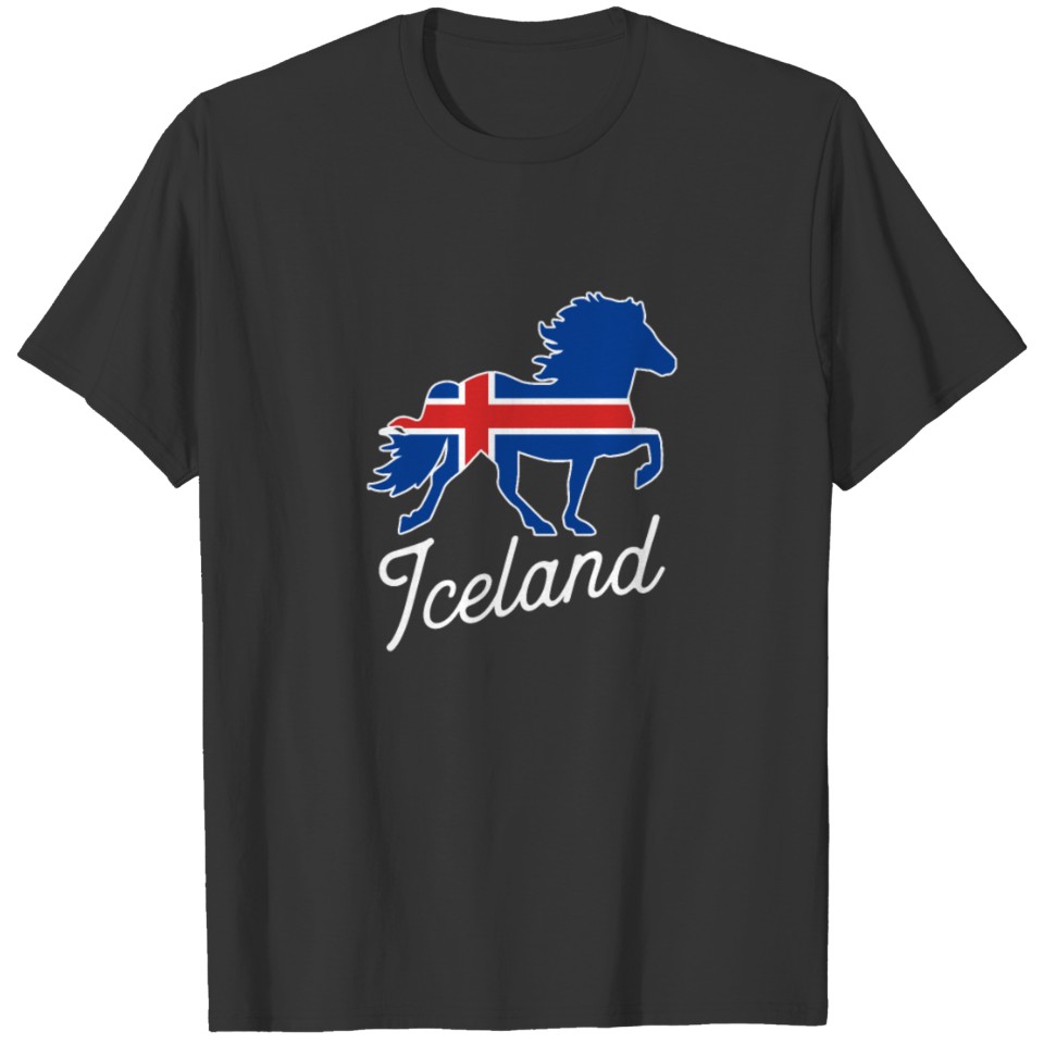 Wild Horse of Iceland with Flag T-shirt