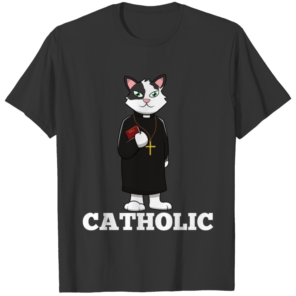 Catholic Cat Funny Pun Bible Crucifix Wordplay Gif T Shirts