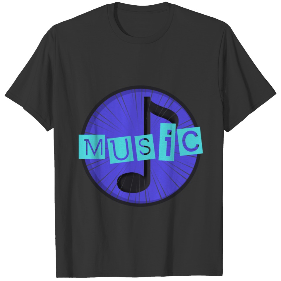 Music in blue with note T Shirts