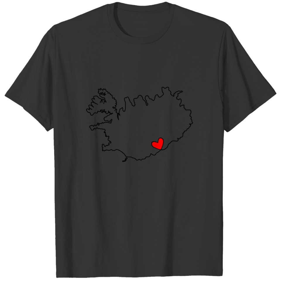 ICELAND - HEART - outline map T-shirt