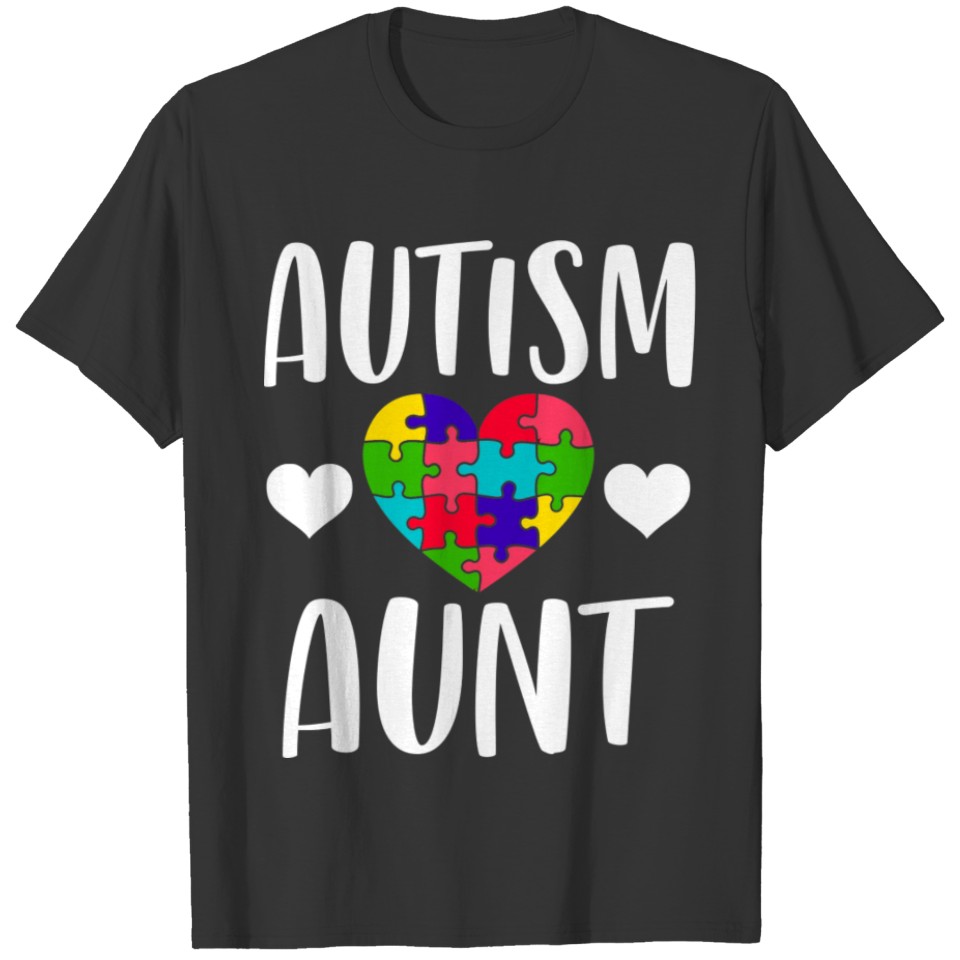 Autism Aunt Cute Puzzle Heart Gift T-shirt