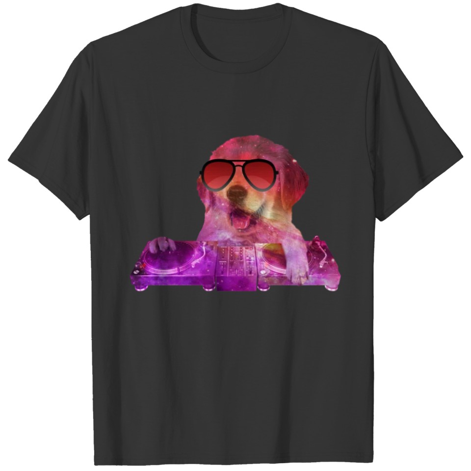DJ golden retriever music artist T-shirt