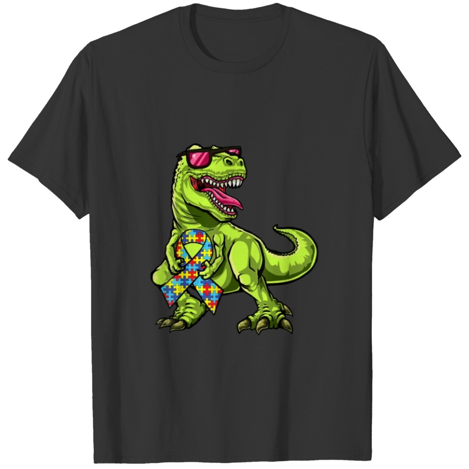 Autism Awareness Dinosaur T Rex Autistic Boys Kids T-shirt