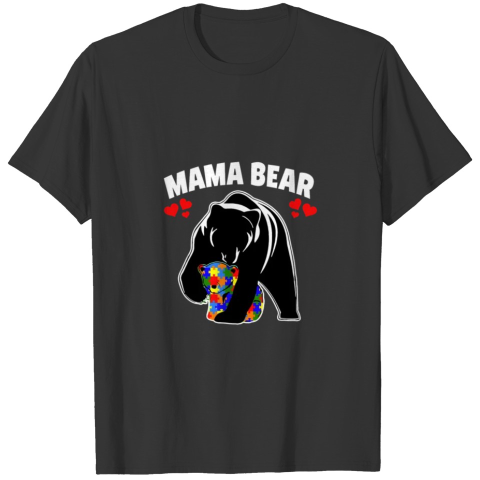 Mama Bear Autism Awareness T shirt Gift For Mom T-shirt