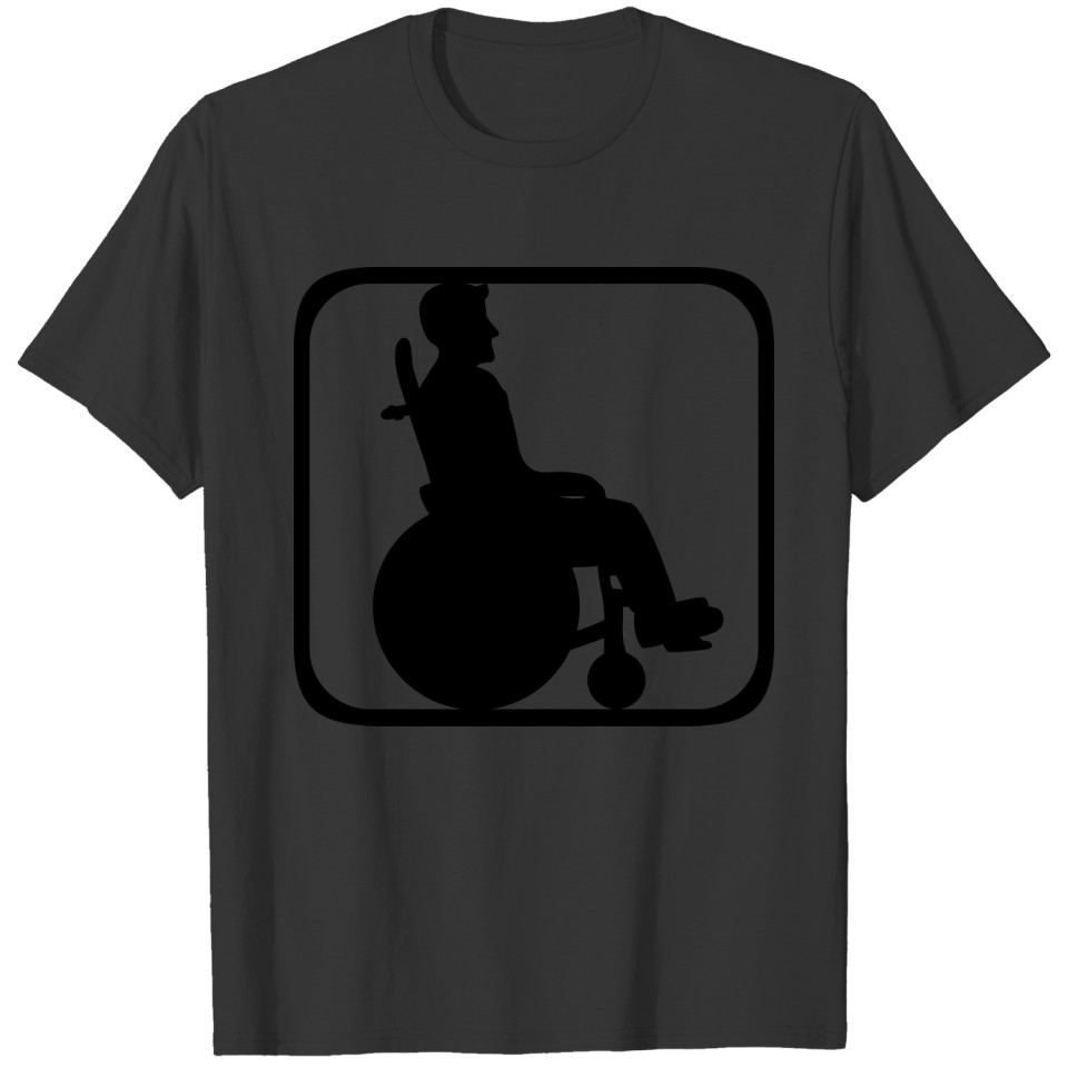 wheelchair shield button silhouette disability go T-shirt