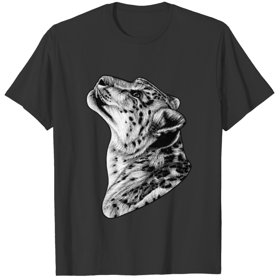 Snow leopard - ink illustration T-shirt