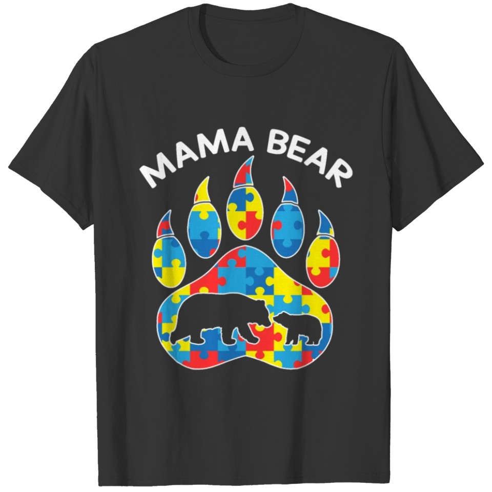 Womens Proud Mama Bear Autism Awareness Shirt Mom T-shirt