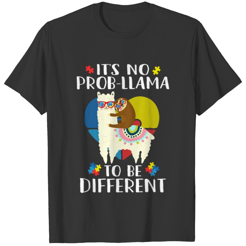 Sloth Llama Autism Awareness shirt for boy girl T-shirt