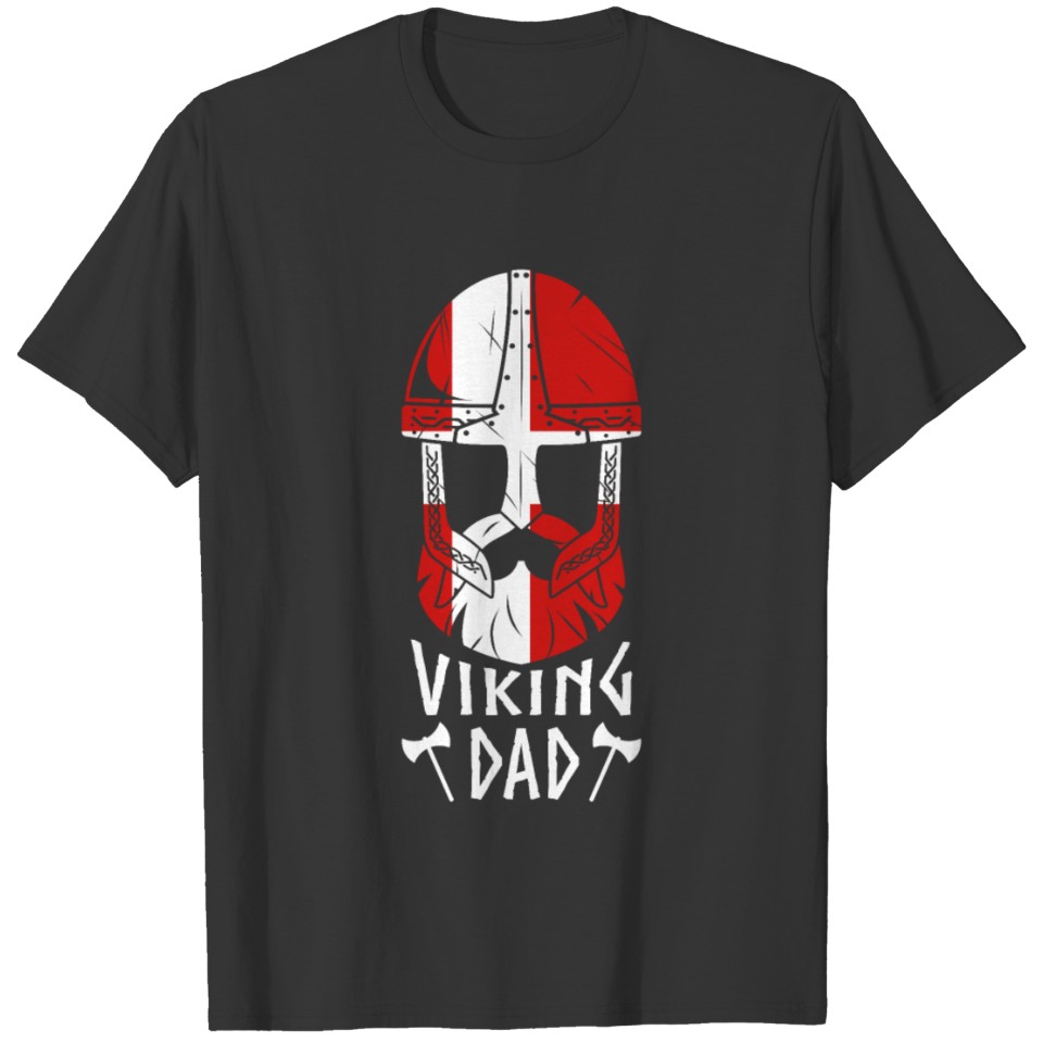 Bearded Viking Dad Mask and Axe Denmark Gift T-shirt