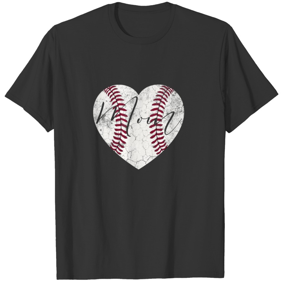 Heart Mom Mother s Day Baseball Softball Gift T-shirt