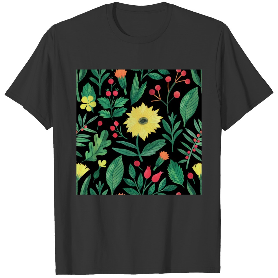 Simple Yellow Botanical Floral Background T-shirt