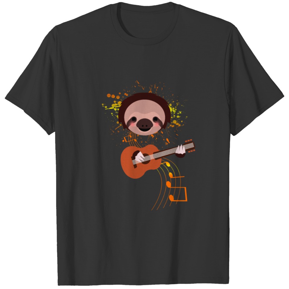 Cute Sloth Playing Guitar Musician Music Gift T-shirt